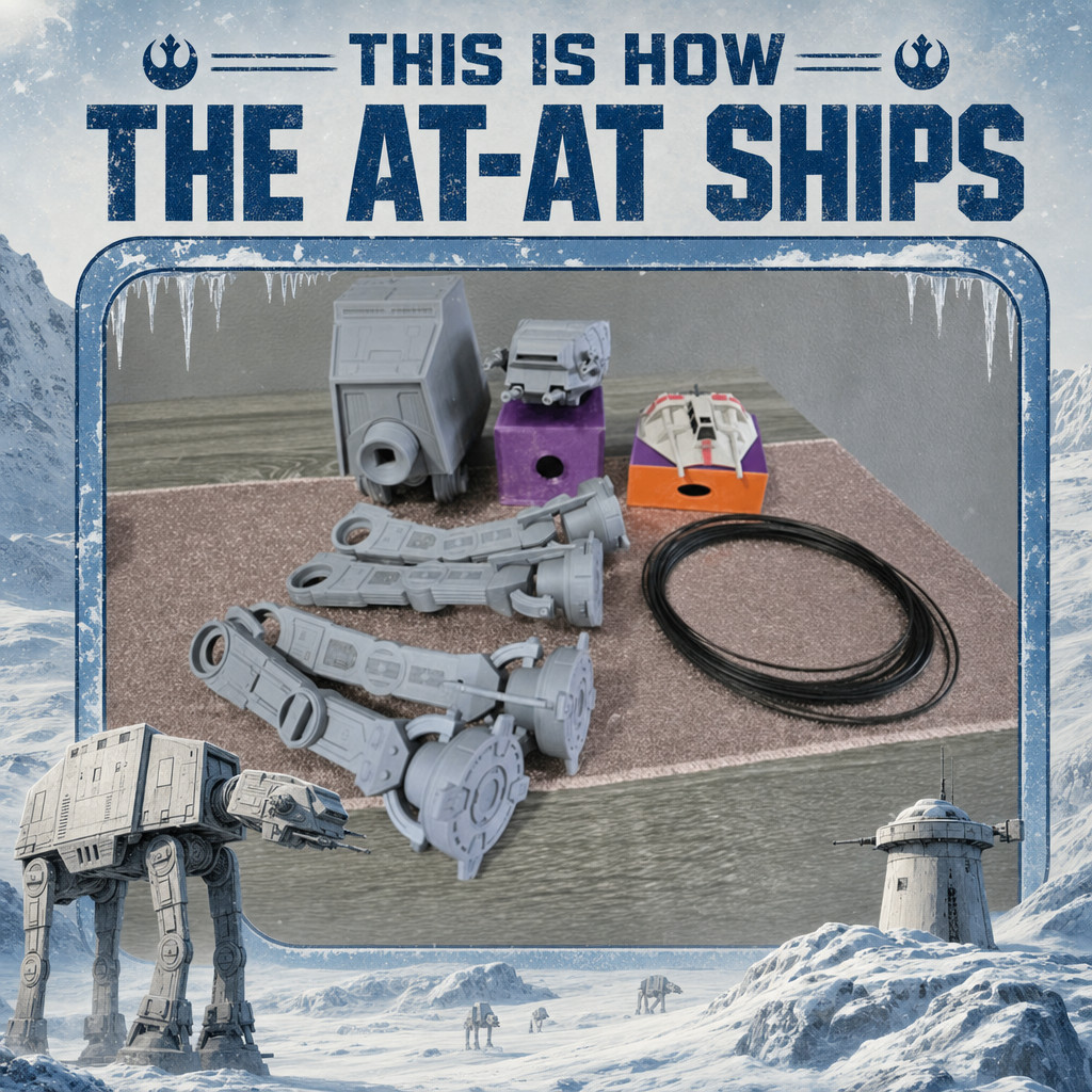 BUNDLE: Star Wars AT-AT Walker Model with Rebel Snowspeeder and tow cable!
