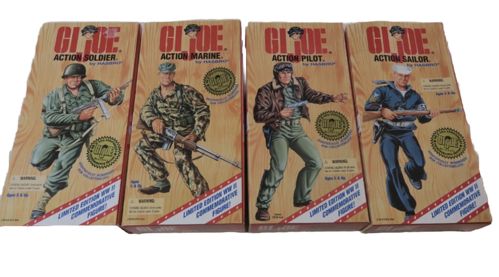 12″ GI Joe WWII Set of 4 Army Navy Marine Action Soldier Hero Hasbro 95’ New LE