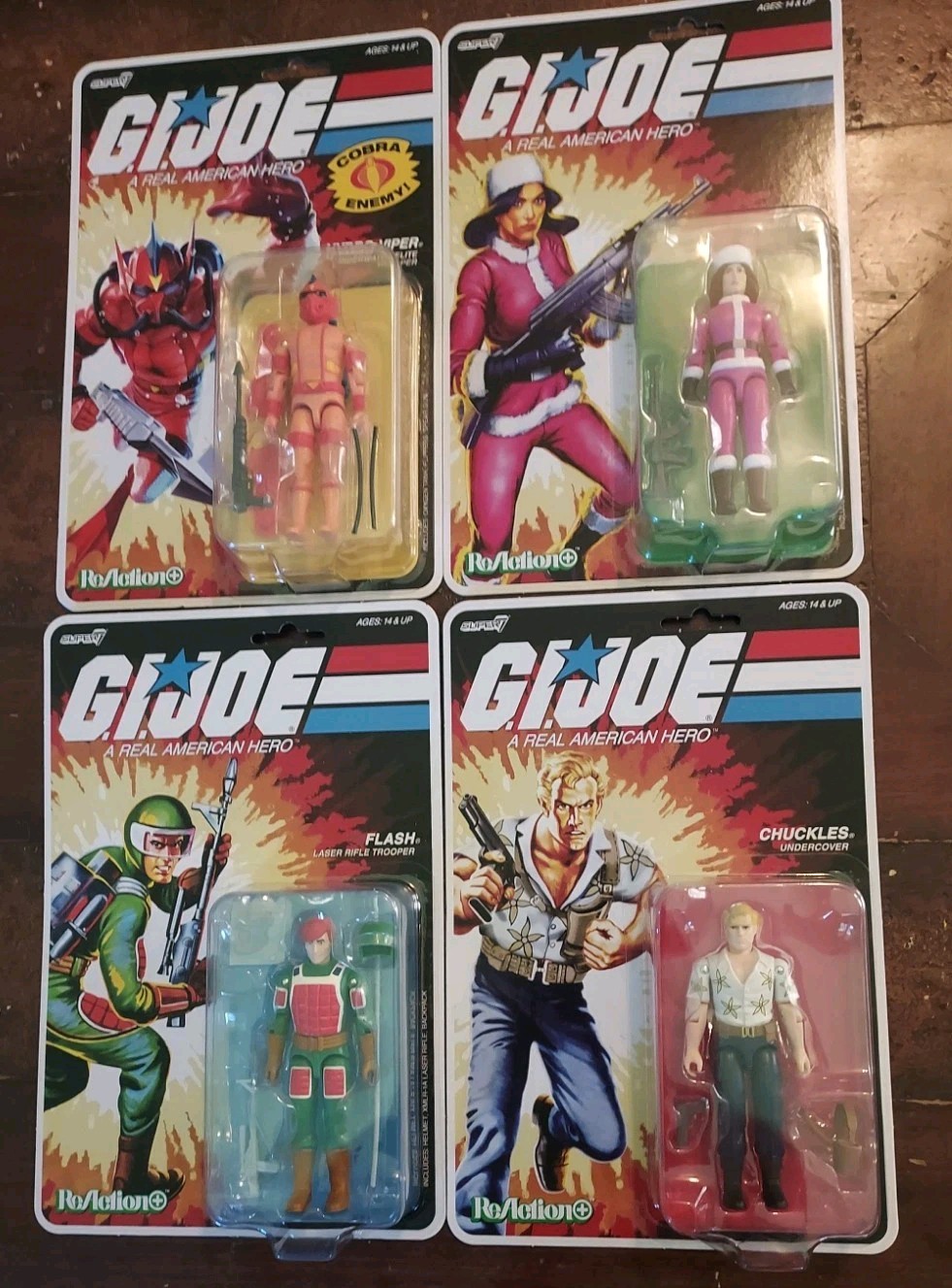 Super7 G.I. Joe ReAction Retro Hydro Viper, Chuckles, Flash And Diana Lot Of 4