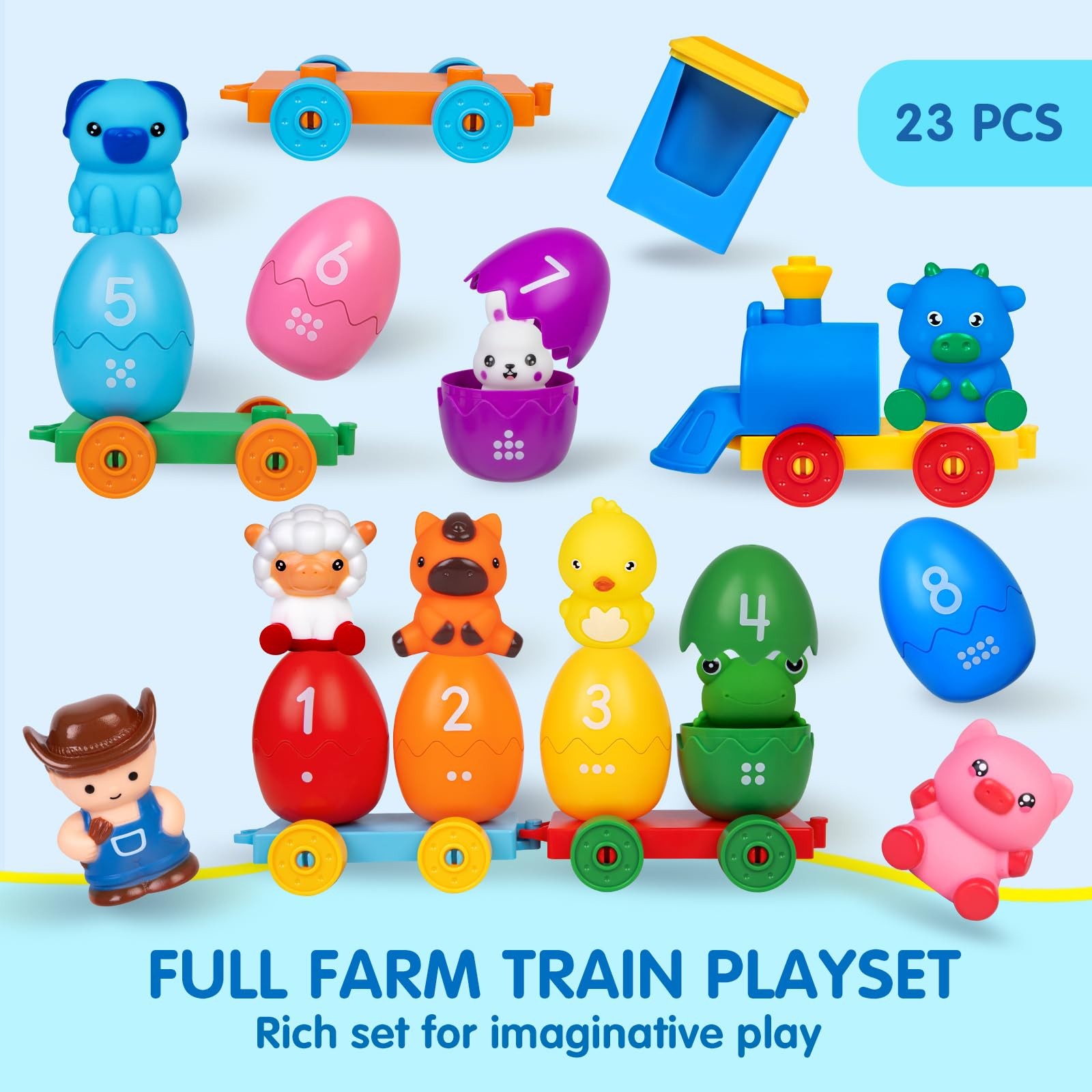 Learning Toys for 1 2 3 Years Old, Count Matching & Sorting Montessori Farm T…