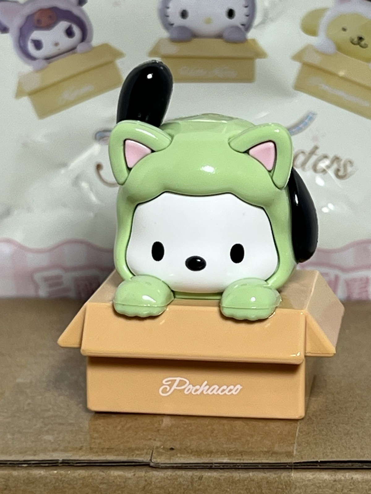 Sanrio Characters Pochacco in Box Wearing Cat Costume 1.5″ Figure New