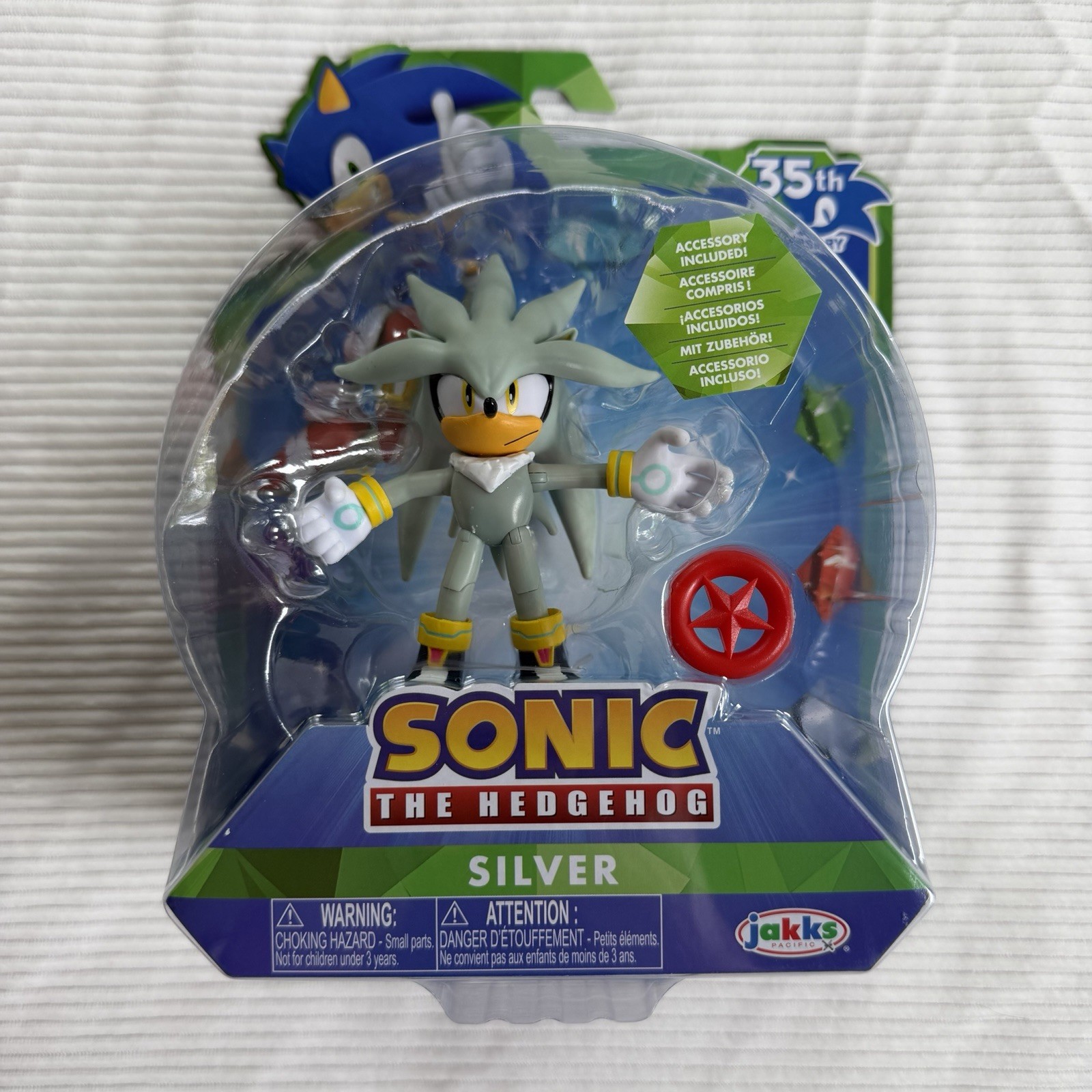 Jakks Sonic The Hedgehog 35th Anniversary Silver Red Star Spring 4″ Figure