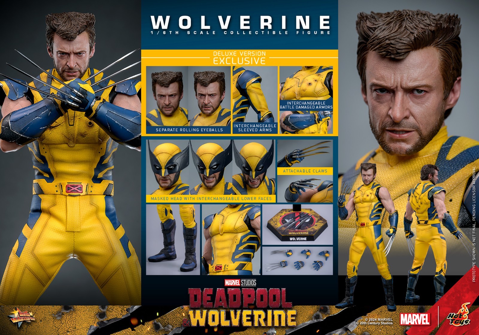 Hot Toys Wolverine Deluxe 1:6 Figure Deadpool & Wolverine Hugh Jackman MMS754