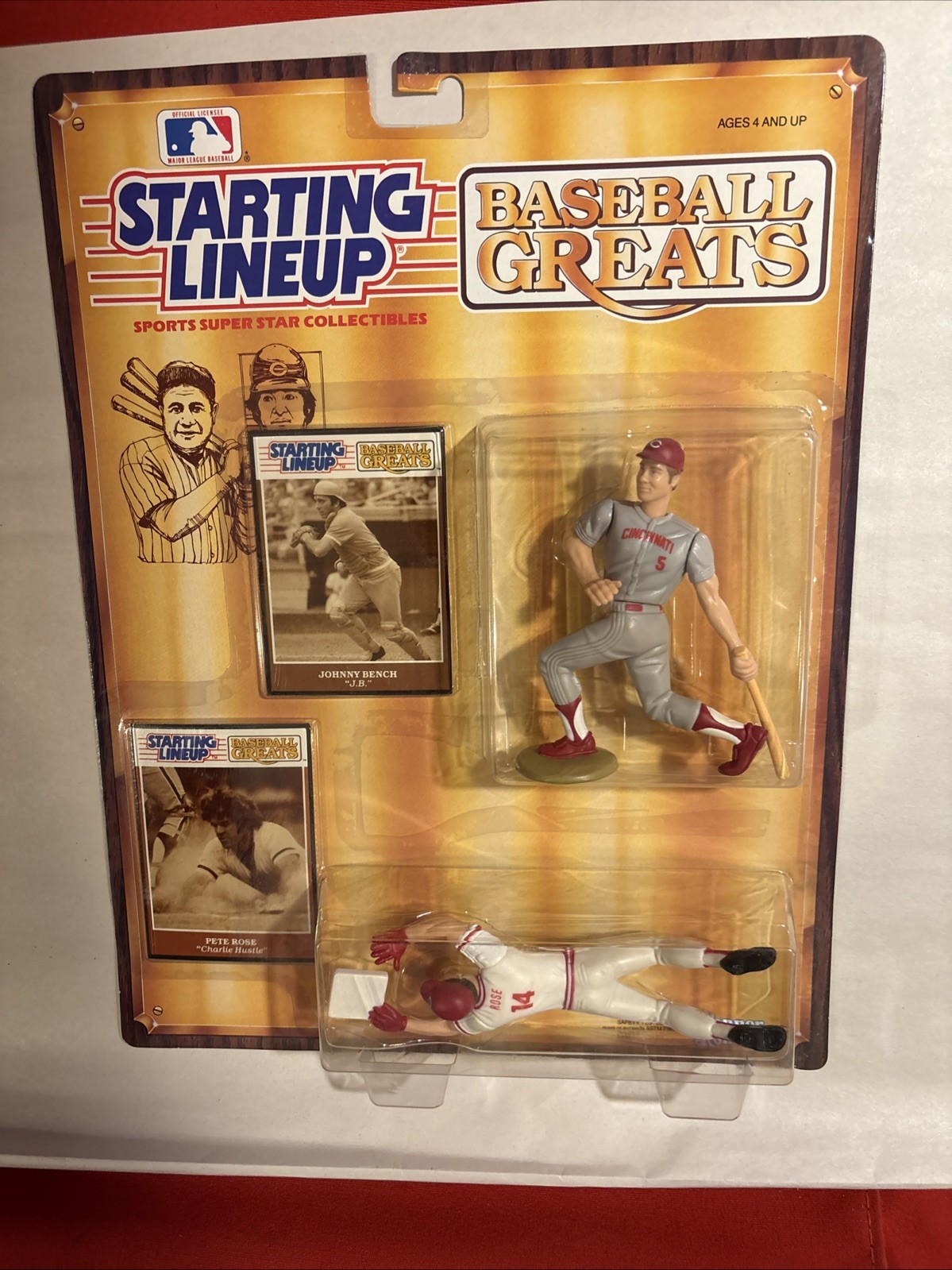 1989 Kenner Starting Lineup Johnny Bench & Pete Rose Baseball Greats NIP