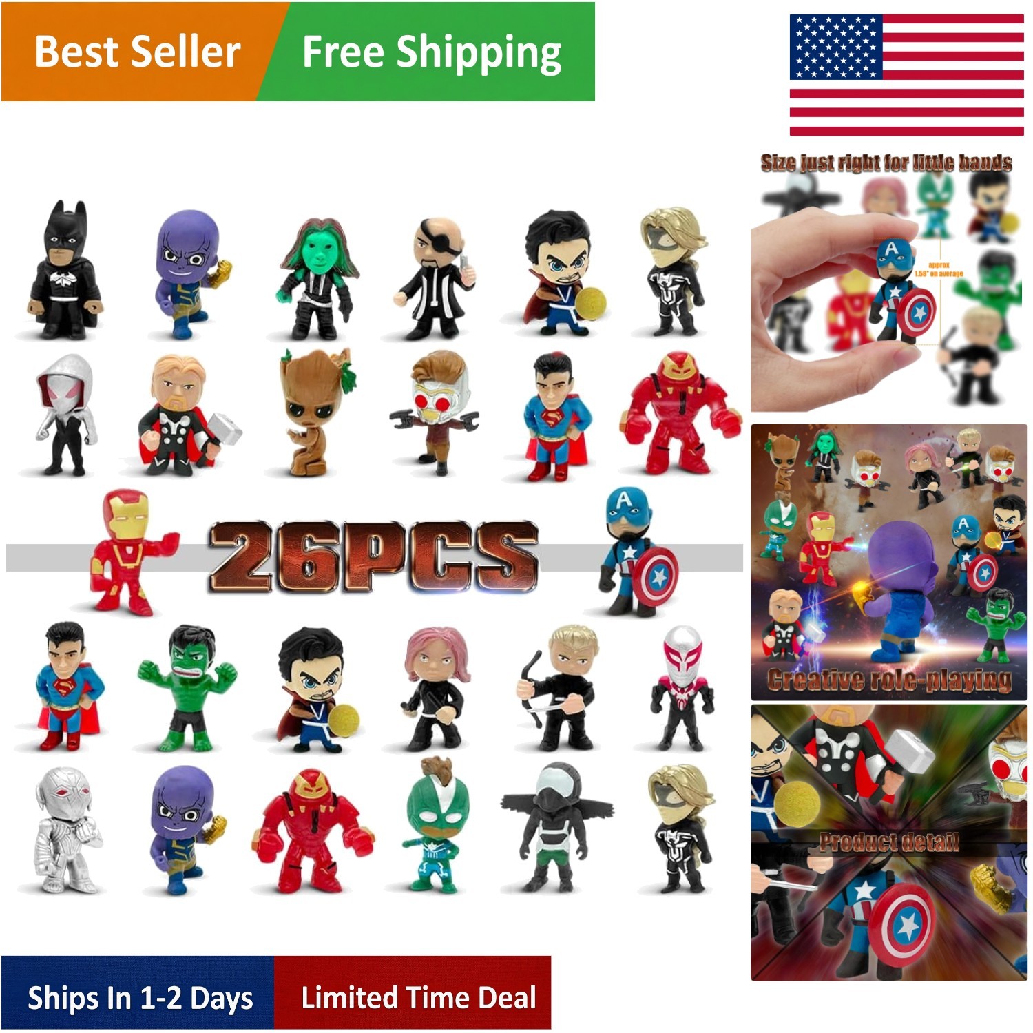 Colorful 26PCS Superhero Action Figures Set – Ideal for Kids’ Parties & Holidays