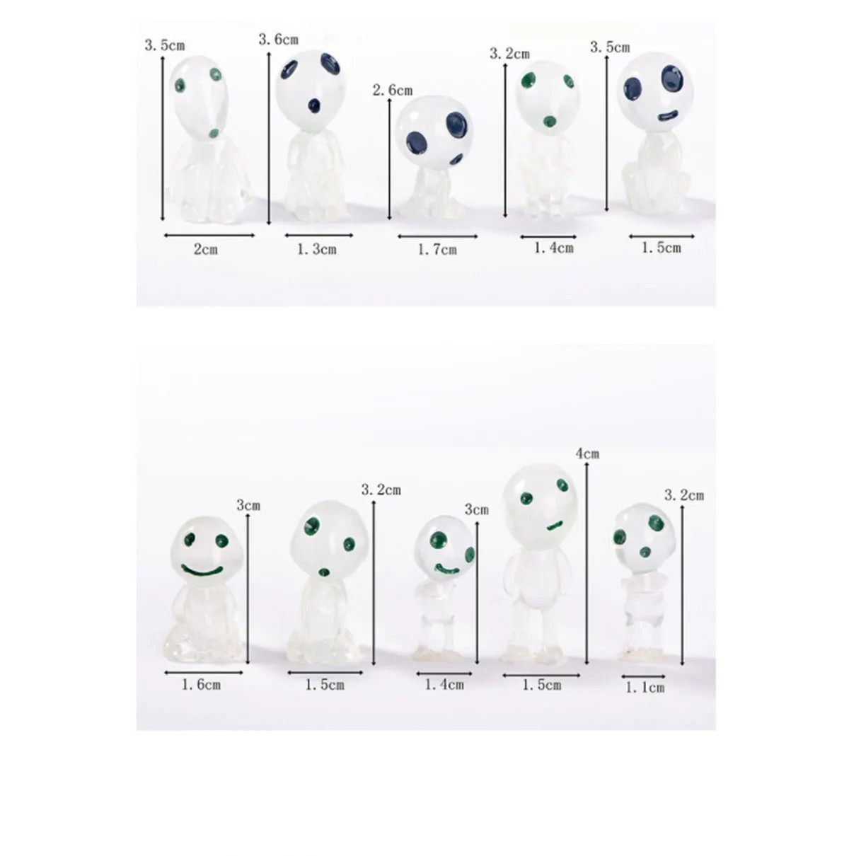 10pcs Luminous Resin Ghost Figures, Miniature Alien Decor
