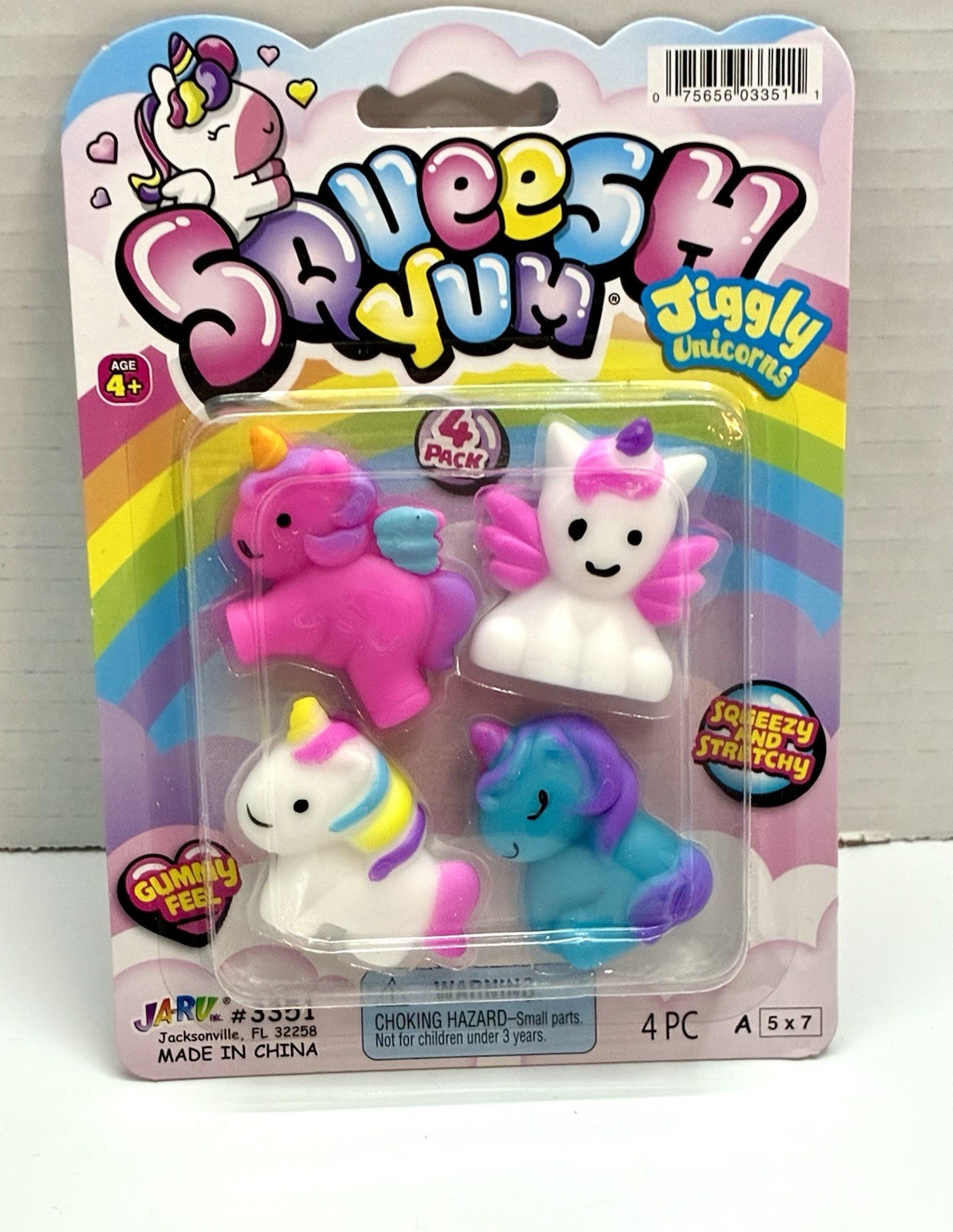 Squeesh Unicorns Yum Jiggly Mini 4 Pack Stretch Animals Squeeze Ja-Ru New!